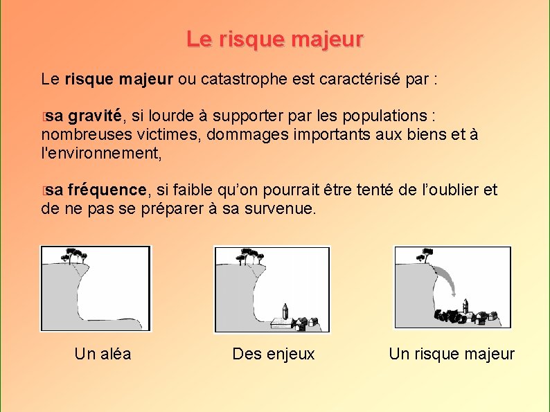 Le risque majeur ou catastrophe est caractérisé par : � sa gravité, si lourde