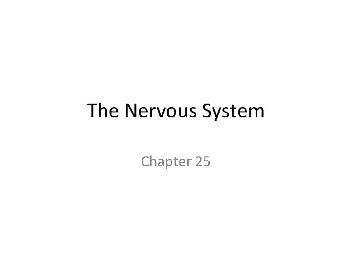 The Nervous System Chapter 25 The Nervous System Chapter 25