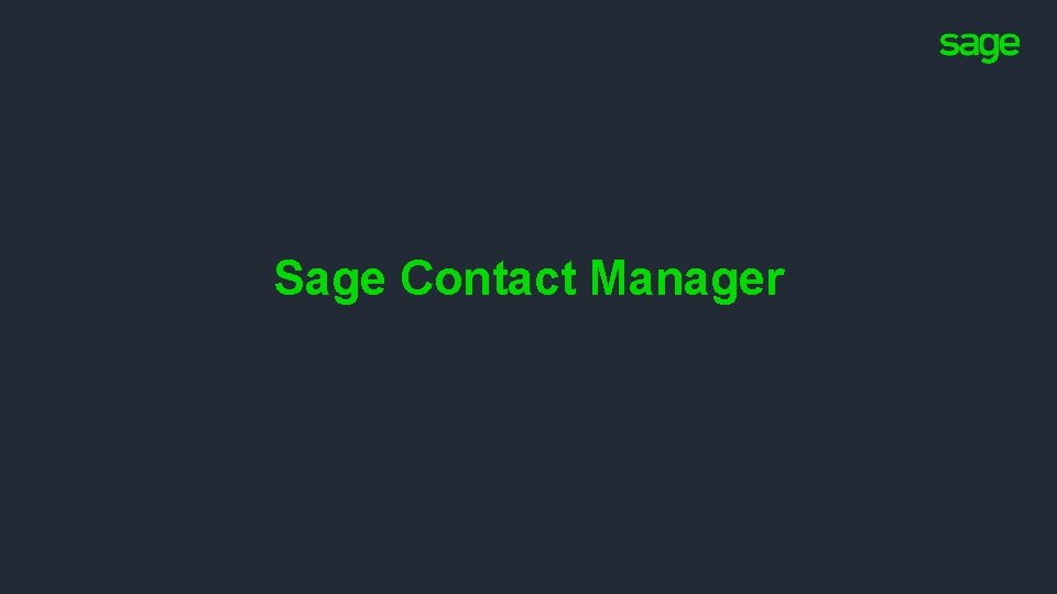 Sage Contact Manager 
