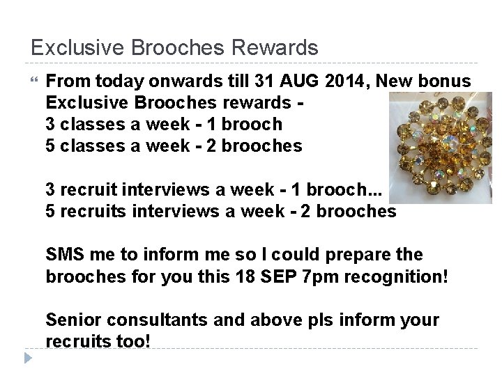 Exclusive Brooches Rewards From today onwards till 31 AUG 2014, New bonus Exclusive Brooches