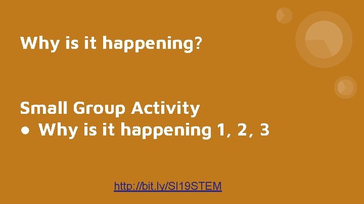 Why is it happening? Small Group Activity ● Why is it happening 1, 2,