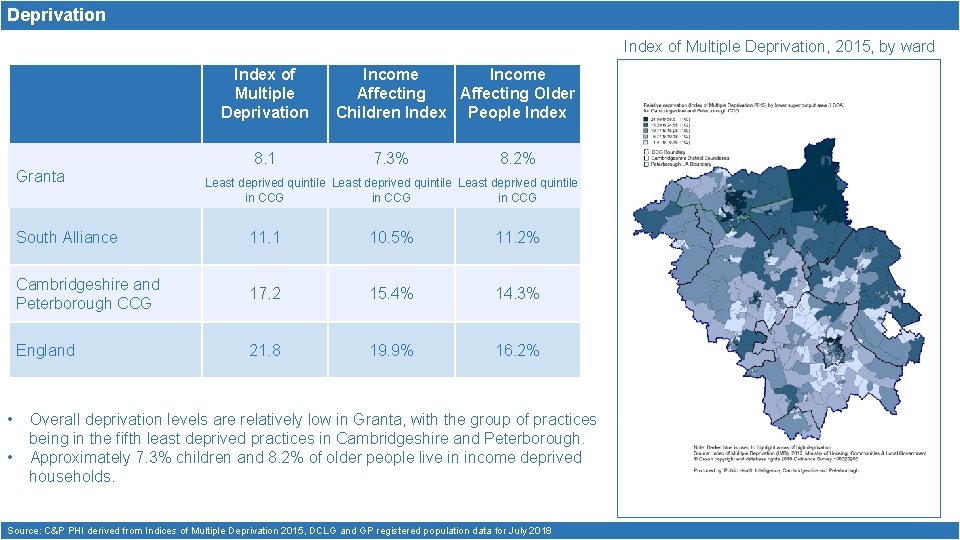 Deprivation Index of Multiple Deprivation, 2015, by ward Index of Multiple Deprivation 8. 1