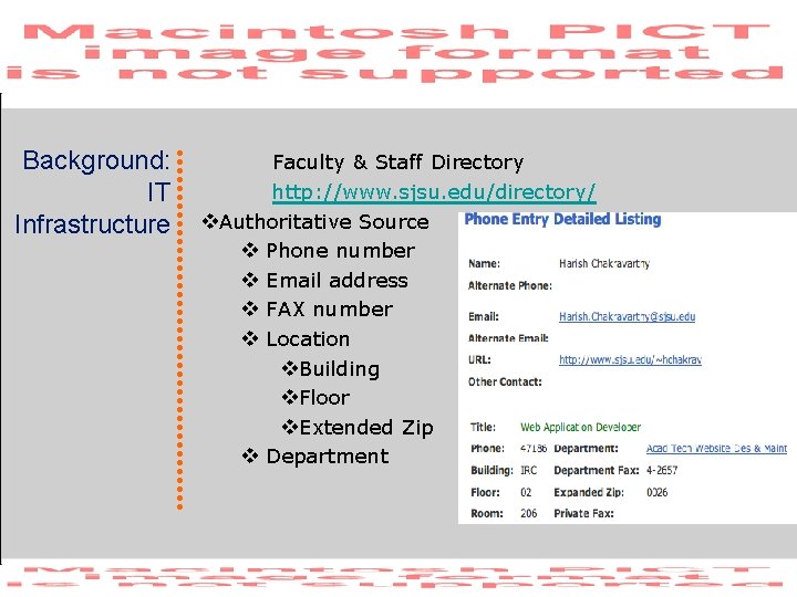 Background: IT Infrastructure Faculty & Staff Directory http: //www. sjsu. edu/directory/ v. Authoritative Source