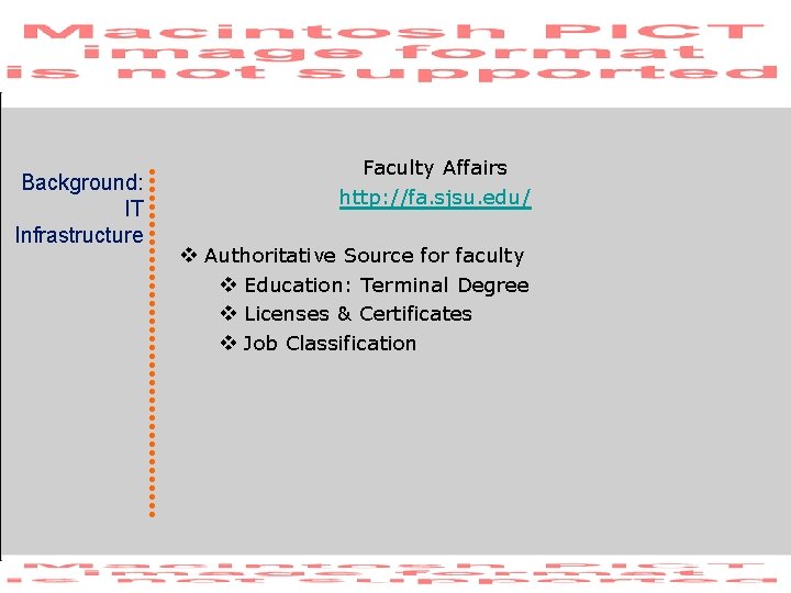 Background: IT Infrastructure Faculty Affairs http: //fa. sjsu. edu/ v Authoritative Source for faculty