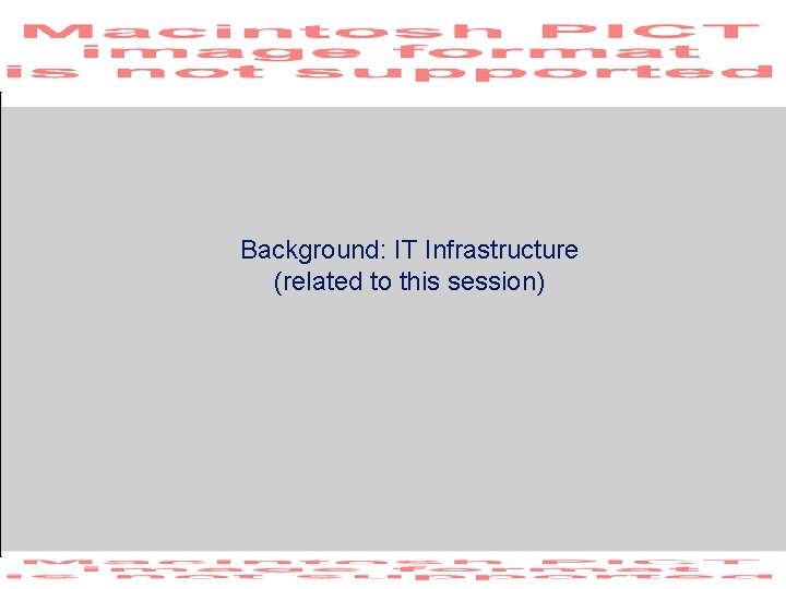 Background: IT Infrastructure (related to this session) 