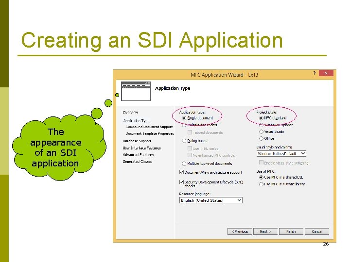 Creating an SDI Application The appearance of an SDI application 26 