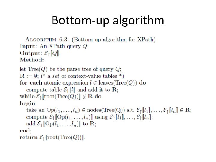 Bottom-up algorithm 