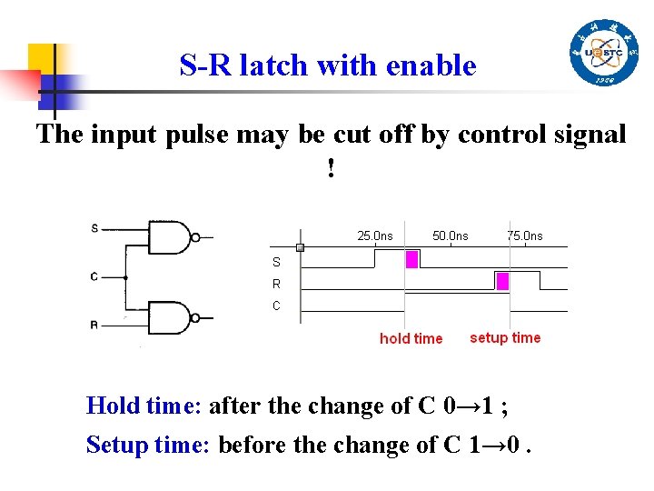 S-R latch with enable The input pulse may be cut off by control signal