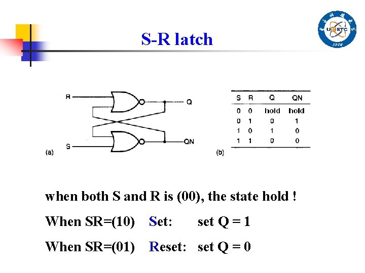 S-R latch when both S and R is (00), the state hold ! When