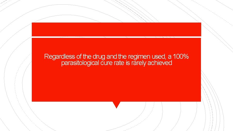 Regardless of the drug and the regimen used, a 100% parasitological cure rate is