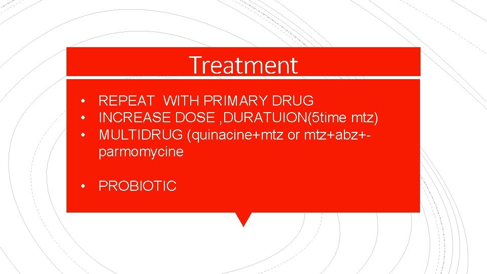 Treatment • REPEAT WITH PRIMARY DRUG • INCREASE DOSE , DURATUION(5 time mtz) •