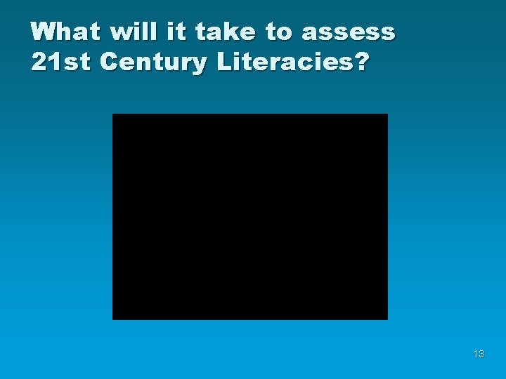 What will it take to assess 21 st Century Literacies? 13 