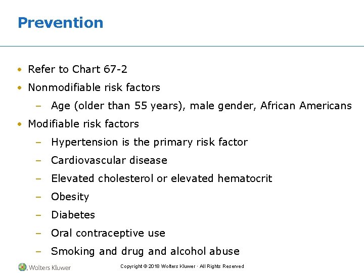 Nonmodifiable Risk Factor Chapter 67 Management of Patients With Cerebrovascular Disorders