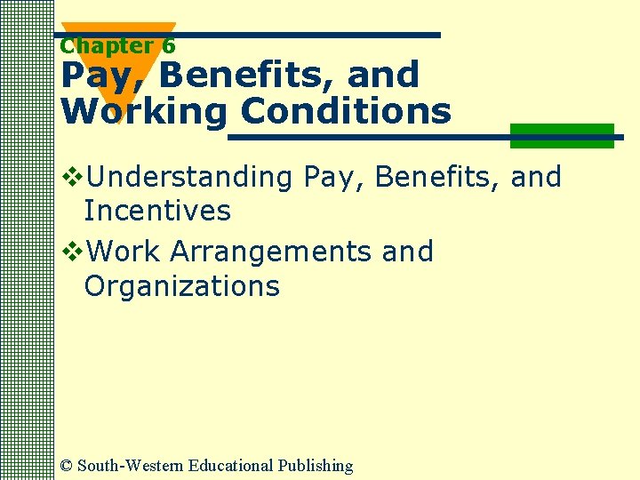 Chapter 6 Pay, Benefits, and Working Conditions v. Understanding Pay, Benefits, and Incentives v.