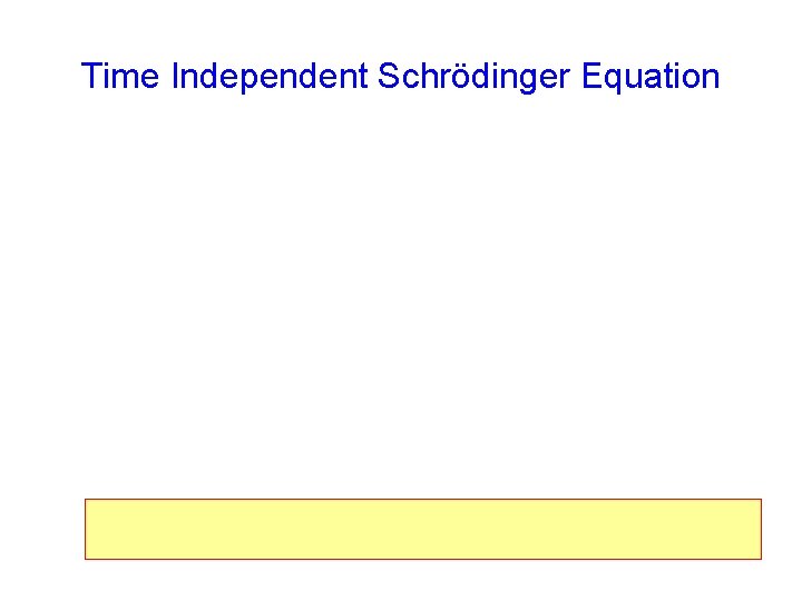 Time Independent Schrödinger Equation 