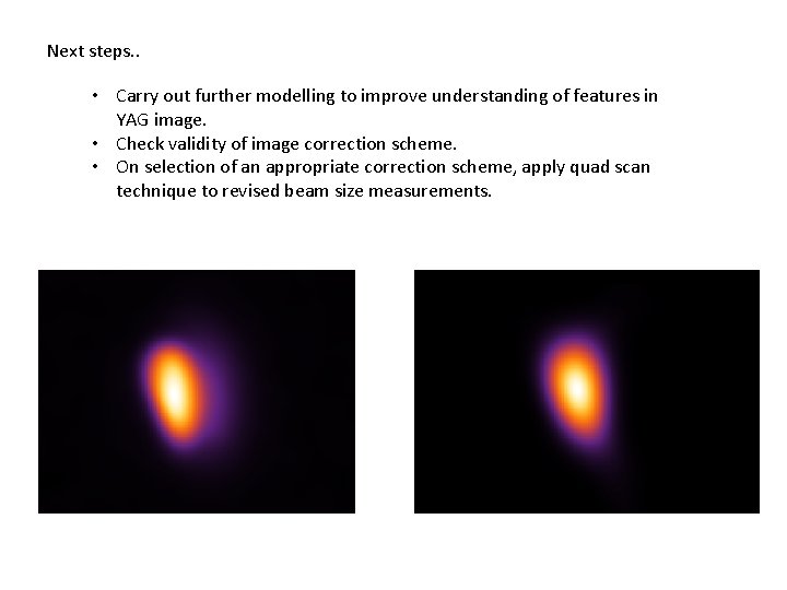 Next steps. . • Carry out further modelling to improve understanding of features in