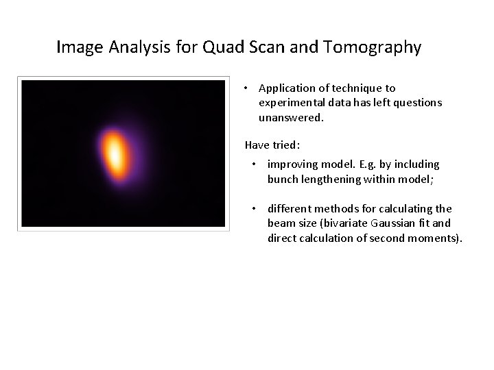Image Analysis for Quad Scan and Tomography • Application of technique to experimental data