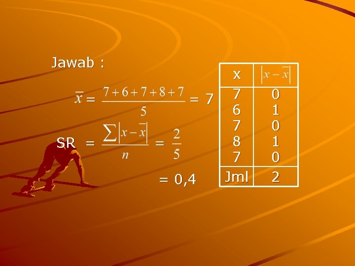 Jawab : = SR = x =7 7 6 7 8 = 7 Jml