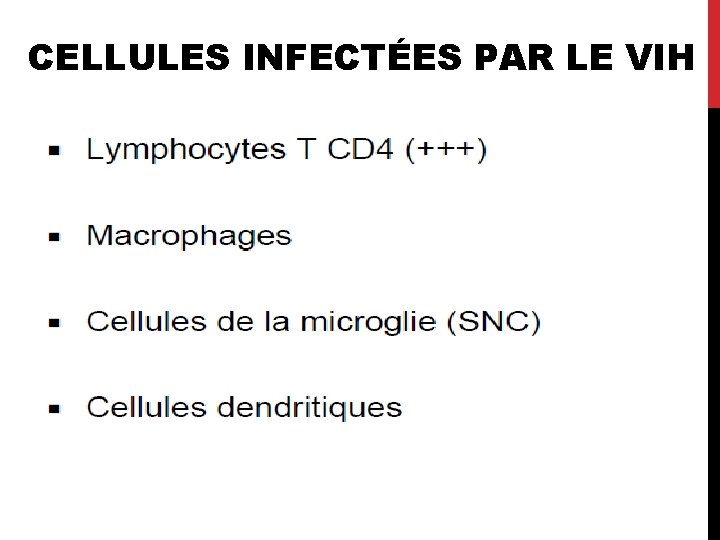 CELLULES INFECTÉES PAR LE VIH 