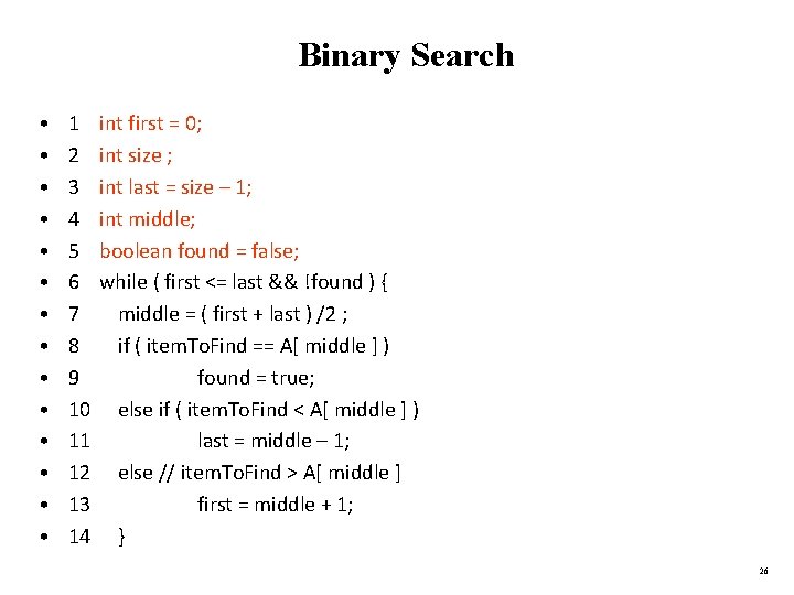 Binary Search • • • • 1 2 3 4 5 6 7 8