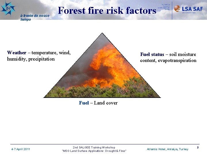 à frente do nosso tempo Forest fire risk factors Weather – temperature, wind, humidity,