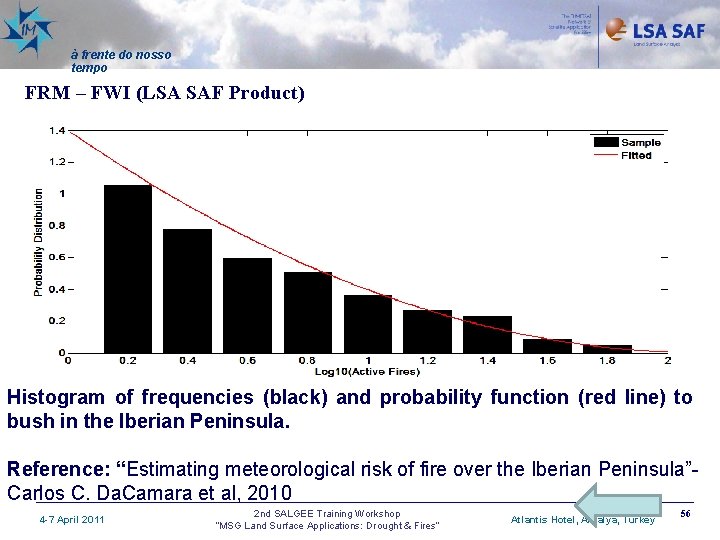 à frente do nosso tempo FRM – FWI (LSA SAF Product) Histogram of frequencies