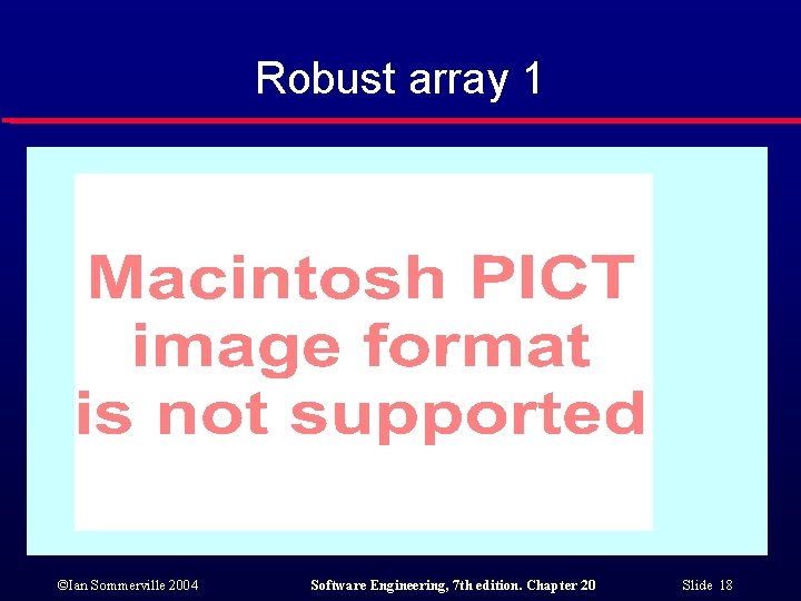 Robust array 1 ©Ian Sommerville 2004 Software Engineering, 7 th edition. Chapter 20 Slide