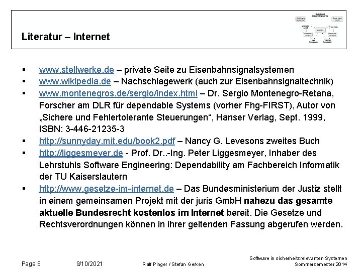Literatur – Internet § § § www. stellwerke. de – private Seite zu Eisenbahnsignalsystemen