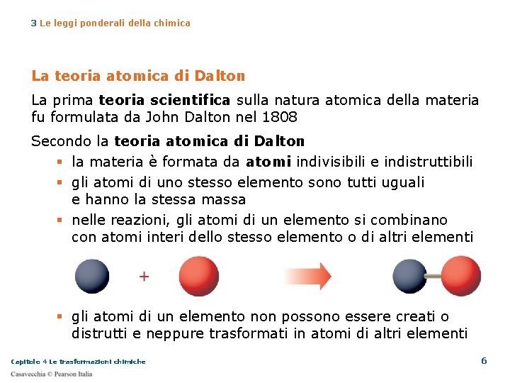 3 Le leggi ponderali della chimica La teoria atomica di Dalton La prima teoria