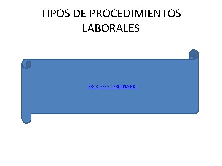 TIPOS DE PROCEDIMIENTOS LABORALES PROCESO ORDINARIO 