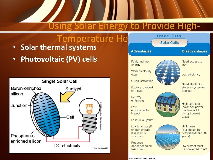 Using Solar Energy to Provide High. Temperature Heat and Electricity • Solar thermal systems