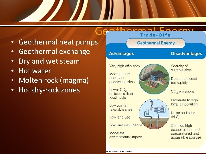  • • • Geothermal Energy Geothermal heat pumps Geothermal exchange Dry and wet
