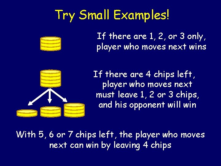 Try Small Examples! If there are 1, 2, or 3 only, player who moves