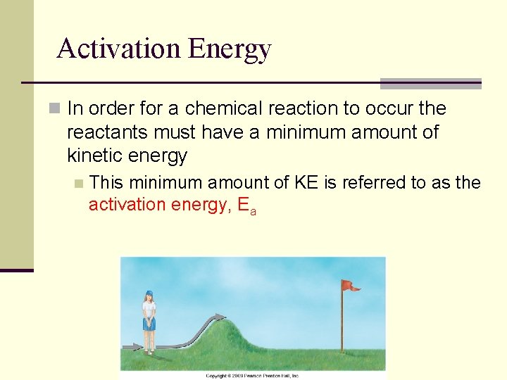 Activation Energy n In order for a chemical reaction to occur the reactants must