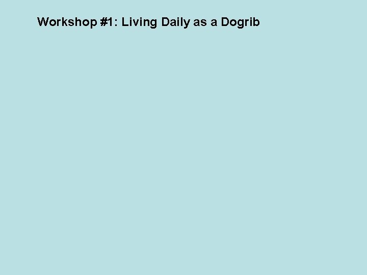 Workshop #1: Living Daily as a Dogrib 