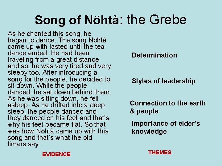 Song of Nöhtà: the Grebe As he chanted this song, he began to dance.