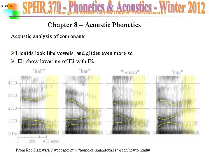 Slide 10 Jeff Conn guest lecture on Pdx Dialect/Vowel acoustics Chapter 8 – Acoustic