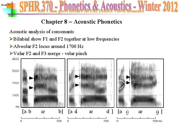 Slide 11 Jeff Conn guest lecture on Pdx Dialect/Vowel acoustics Chapter 8 – Acoustic