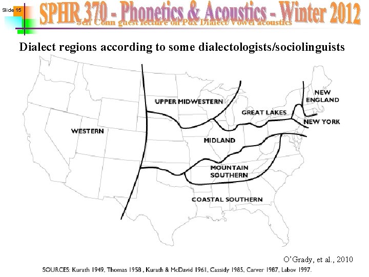 Slide 15 Jeff Conn guest lecture on Pdx Dialect/Vowel acoustics Dialect regions according to