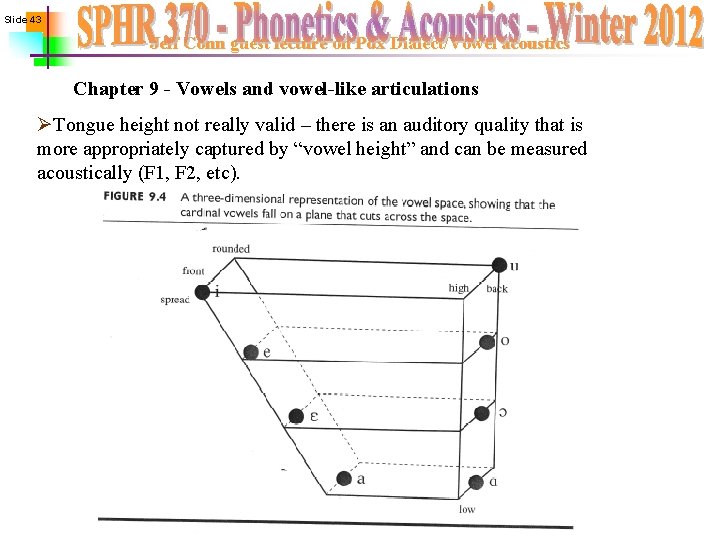 Slide 43 Jeff Conn guest lecture on Pdx Dialect/Vowel acoustics Chapter 9 - Vowels