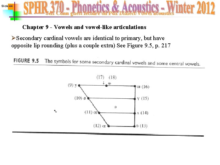 Slide 44 Jeff Conn guest lecture on Pdx Dialect/Vowel acoustics Chapter 9 - Vowels