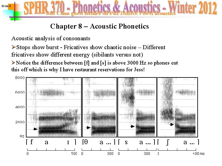 Slide 8 Jeff Conn guest lecture on Pdx Dialect/Vowel acoustics Chapter 8 – Acoustic