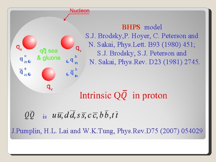 BHPS model S. J. Brodsky, P. Hoyer, C. Peterson and N. Sakai, Phys. Lett.