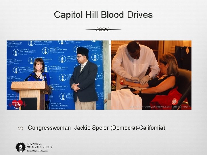 Capitol Hill Blood Drives Congresswoman Jackie Speier (Democrat-California) 