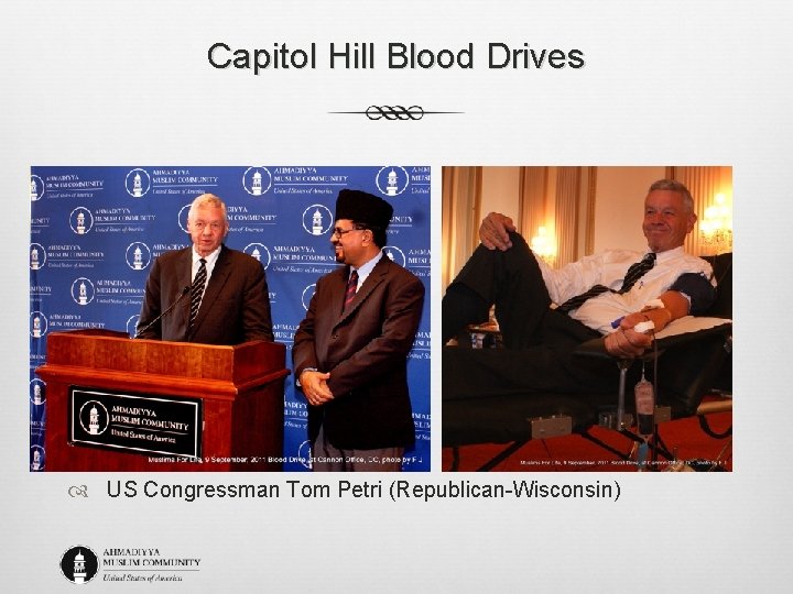 Capitol Hill Blood Drives US Congressman Tom Petri (Republican-Wisconsin) 