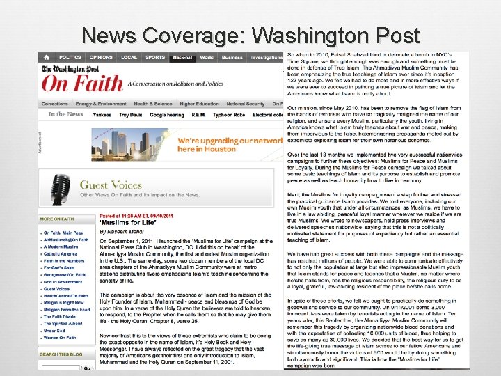News Coverage: Washington Post 