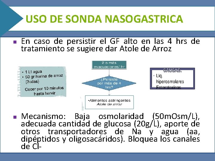 USO DE SONDA NASOGASTRICA n En caso de persistir el GF alto en las