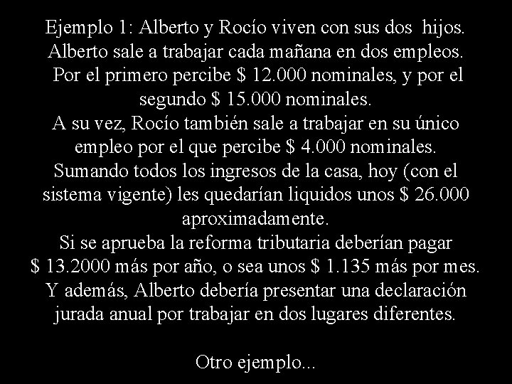 Ejemplo 1: Alberto y Rocío viven con sus dos hijos. Alberto sale a trabajar