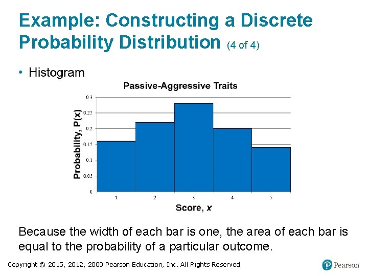 Example: Constructing a Discrete Probability Distribution (4 of 4) Because the width of each