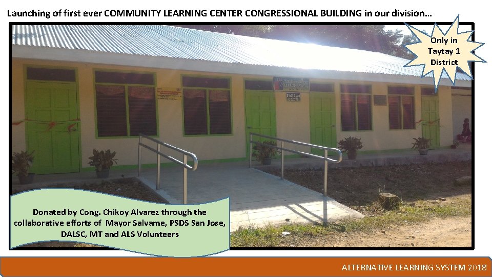 Launching of first ever COMMUNITY LEARNING CENTER CONGRESSIONAL BUILDING in our division… Only in